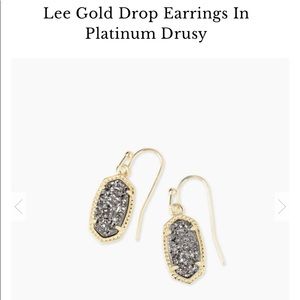 Lee Gold Drop Earrings in Platinum Drusy
BNWT
